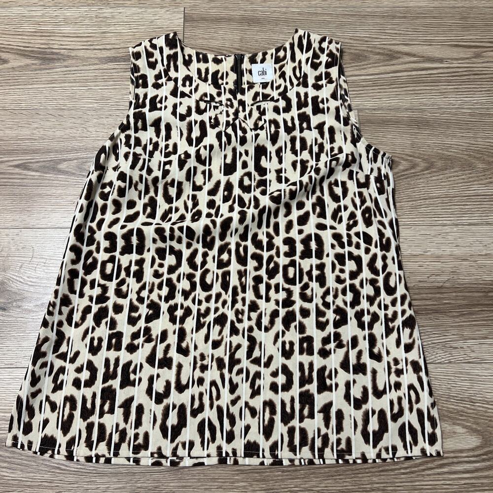 Cabi Women’s Brown Beige Animal Spotted Tank Top Size Small (A28)